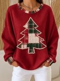 Casual Plaid Crew Neck Long Sleeve Sweatshirt
