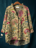 Women's Vintage Floral Art Print Casual Pullover Sweater