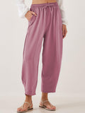 Women's Stylish High-waisted Loose Solid Color Casual Pockets Pants