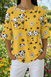 Womens Yellow Dalmatian Print Casual Shirt
