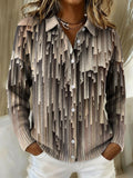 Sparkling Vertical Stripe Decorative Pattern Casual Shirt Collar Long Sleeve Sweater