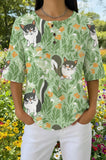 Womens Green Leafy Multi-Cat Print Casual Shirt