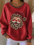 Casual Leopard Crew Neck Long Sleeve Sweatshirt