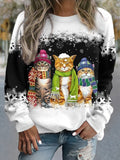Christmas Cat Sweatshirt Pullover Sweatshirt