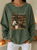 Casual Crew Neck Long Sleeve Cartoon Sweatshirt