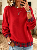 Casual Plaid Crew Neck Long Sleeve Sweatshirt