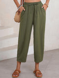 Women's Stylish High-waisted Loose Solid Color Casual Pockets Pants