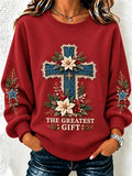 Casual Text Letters Crew Neck Long Sleeve Sweatshirt