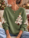 Casual Christmas Tree Crew Neck Long Sleeve Sweatshirt
