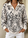 Casual Abstract Stand Collar Long Sleeve Sweatshirt