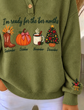 Casual Text Letters Henley Collar Long Sleeve Sweatshirt