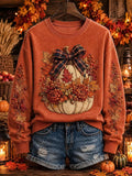 Vintage Floral Crew Neck Long Sleeve Sweatshirt