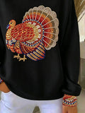 Casual Turkey Crew Neck Long Sleeve Sweatshirt