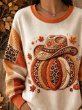 Casual Leopard Crew Neck Long Sleeve Sweatshirt