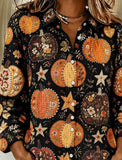 Women Abstract Graphic Casual Shirt Shirt Collar Long Sleeve Top
