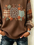 Casual Leopard Crew Neck Long Sleeve Sweatshirt