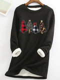 Fleece Warm Christmas Tree Print Long Sleeve T-shirt
