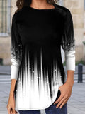 Gradient Color Asymmetrical Neck Long Sleeves Sweatshirt