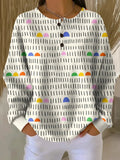Women's Abstract Pattern Art Print Casual Waffle Sweatshirt RSWF609