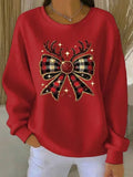 Casual Christmas Round Neck Long Sleeve Sweatshirt