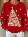 Casual Snowflake Crew Neck Long Sleeve Sweatshirt