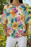 Womens Multi-Color Tropical Floral Print Casual Shirt
