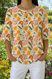 Womens Orange and Yellow Floral Print Casual Shirt