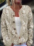 Vintage Floral Print Button Knit Cardigan