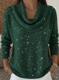 Elegant Solid Color Loose Shiny Sweater
