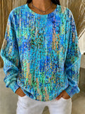 Casual Crew Neck Long Sleeve Random Print Sweatshirt