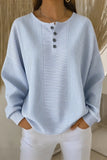Casual Striped Printing Loose Cozy Waffle Sweatshirt