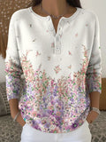Women's Retro Art Print Buttoned Long Sleeve Cardigan Sweater