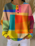 Vintage Colourful Round Neck Long Sleeve Sweatshirt
