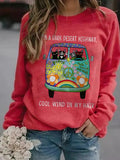Letter Cartoon Cat Bus Print Long Sleeves Sweatshirt