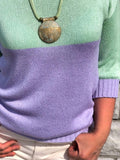 Color Block Boat Neck Long Sleeves Sweater