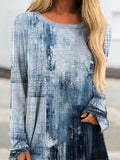 Tie-dye Print Boat Neck Casual Long Sleeves Sweatshirt