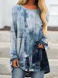 Tie-dye Print Boat Neck Casual Long Sleeves Sweatshirt