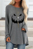 Halloween Pumpkin Print Crew Neck Long Sleeves Sweatshirt