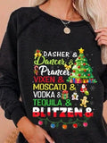 Christmas Letter Print Crew Neck Long Sleeves Sweatshirt