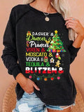 Christmas Letter Print Crew Neck Long Sleeves Sweatshirt