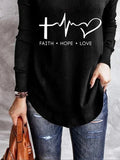 Casual Letter Print V-neck Long Sleeves Sweatshirt