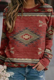 Geometric Print Round Neck Long Sleeves Sweatshirt