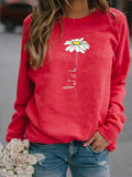 Floral Print Crew Neck Daily Long Sleeves Sweatshirt
