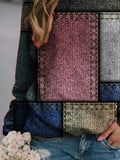 Color Block Patchwork O-neck Long Sleeves Sweatshirt