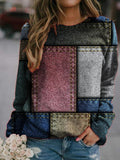 Color Block Patchwork O-neck Long Sleeves Sweatshirt
