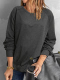 Solid Color Round Neck Long Sleeves Sweatshirt