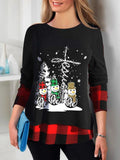 Christmas Snowman Print Crew Neck Long Sleeves Sweatshirt