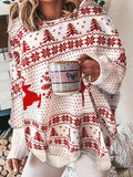 Christmas Print Crew Neck Long Sleeves Sweater