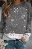 Christmas Snowflake Print O-neck Long Sleeves Sweatshirt