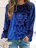 Ethnic Style Print Round Neck Long Sleeves Sweatshirt